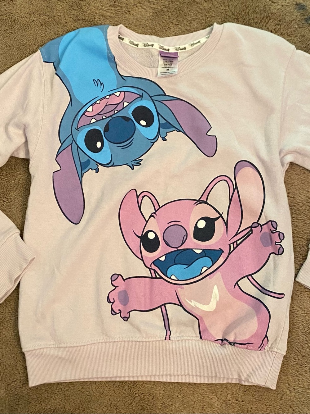 Disney Pink & Blue Stitch and Angel Graphic Sweatshirt
